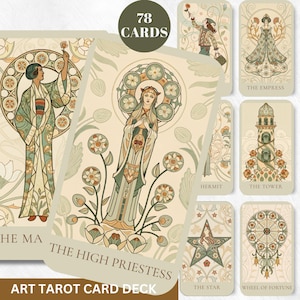 Art Nouveau Tarot Digital Tarot Deck Printable Tarot Cards 78 Tarot Cards Digital Oracle Cards Tarot Prints Oracle Cards Divination Wisdom