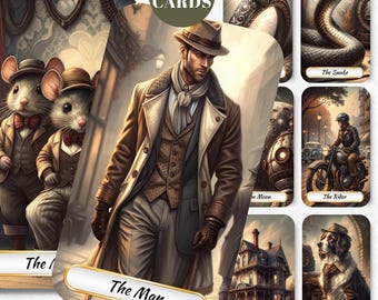 Vintage Lenormand Deck: 36 Steampunk Oracle Cards (Digital Download, PDF & PNG
