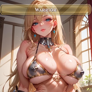 Tarjeta proxy de Waifu de Anime personalizada de MTG con ficha de guerrero - Contenido para adultos