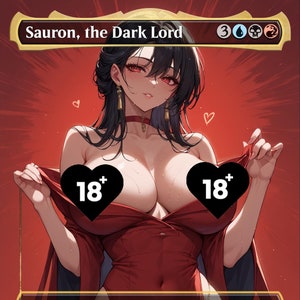 Tarjeta proxy personalizada de Sauron, el Señor Oscuro de MTG: Waifu de anime - Contenido para adultos
