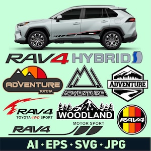 Toyota RAV4 crossover door body stripes decals SVG bundle. Outdoor adventure, woodland, off road trd badges stickers set. Digital Download.
