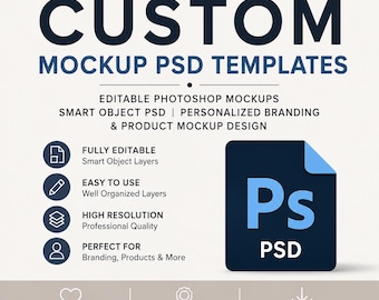 Custom Editable Photoshop Mockup PSD Templates | Smart Object Branding Design