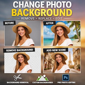 Photo Background Change | Background Removal and Replacement | Photoshop Editing