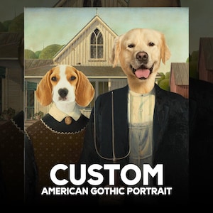 Custom American Gothic Pet Portrait – Vintage Farmer Style (Digital Download)