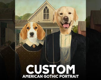 Custom American Gothic Pet Portrait – Vintage Farmer Style (Digital Download)