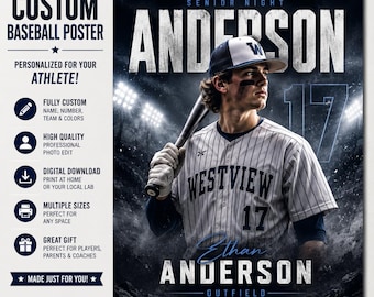 Custom Baseball Poster | Personalized Athlete Photo Edit (Digital Download)