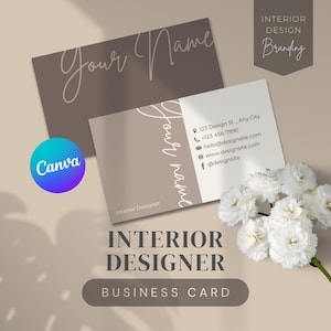 EDITABLE Interior design business card template | Beige business card | Printable business cards |  Business card Canva template | BR01