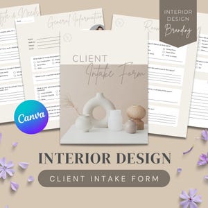 Plantilla de cuestionario para clientes de diseño de interiores editable / Formularios de diseño de interiores / Formulario de incorporación de clientes / Cuestionario para clientes / BR01