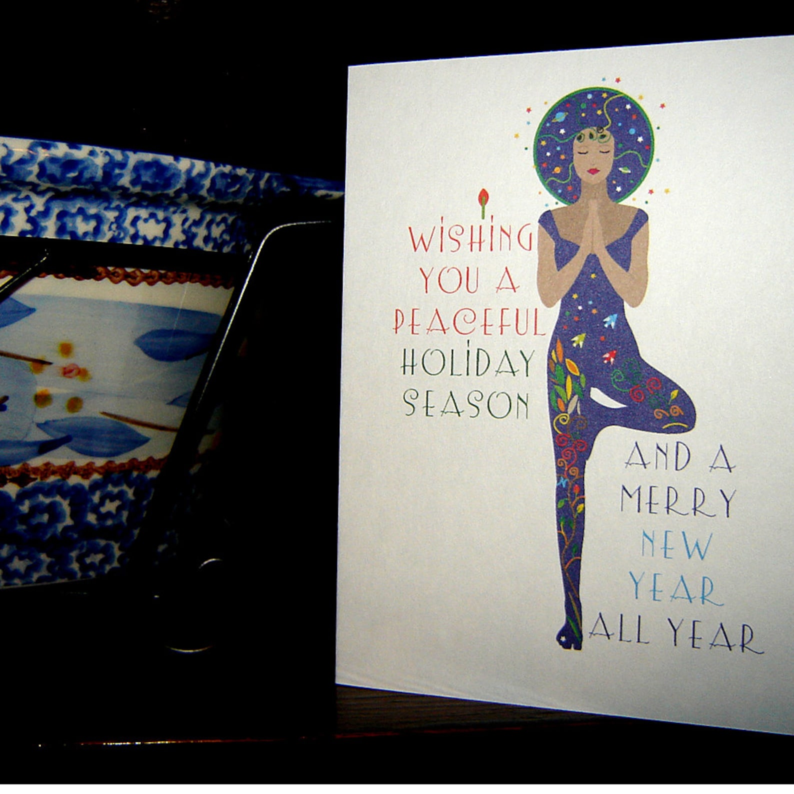 Christmas Tree Yoga Card Etsy