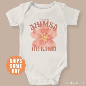 Ahimsa YOGA BABY BODYSUIT, Meditation Baby Shirt, Yoga Baby Gift, Mindful Toddler Clothes, Yogi Mom Baby Shower Outfit, Yoga Toddler Shirt