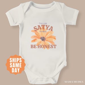 Satya YOGA BABY BODYSUIT, Meditation Baby Shirt, Yoga Baby Gift, Mindful Toddler Clothes, Yogi Mom Baby Shower Outfit, Yoga Onesie®