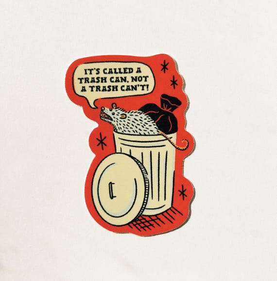 Funny Possum Sticker: Waterproof Vinyl, Trash Can Pun