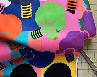 Afro girl fabric by the yard / african american fabric / ankara fabric / african fabric / ethnic fabric / Electra fabric