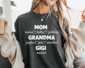 Custom Grandma Shirt With Kids Names Gift for Gigi Mothers Day Gift Mom Shirt Grandma Gift Pregnancy Announcement Custom Gigi New Grandma