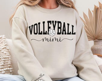 Personalized Volleyball Mimi Kids Name On Sleeve Sweatshirt Volleyball Grandma Gift Custom Mimi Volleyball Tee Mothers Day Gift Game Day Tee