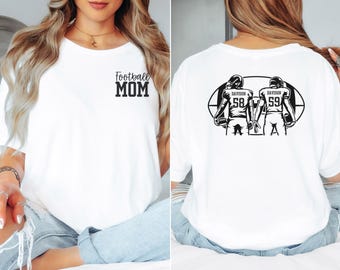 Custom Football Mom Shirt Two Older Players Name & Number Mom Football Custom Gift for Football Mom Mothers Day Custom Football Mom Shirt