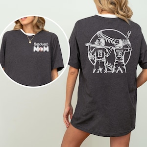Custom Baseball Mom Shirt with Two Players Names & Numbers Personalized Gift for Baseball Mom Baseball Mom Tee Custom Mothers Day Gift