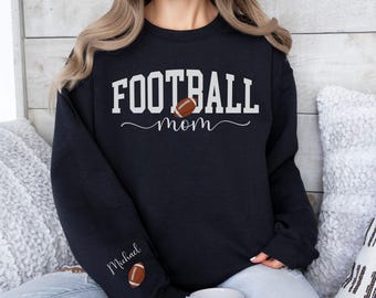 Personalized Football Mom Kids Name On Sleeve Sweatshirt Football Mom Gift Custom Mom Football Shirt Mothers Day Gift Game Day Sweatshirt