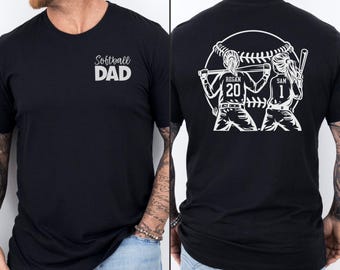 Custom Softball Dad Shirt with Two Players Names & Numbers Softball Dad Shirt Softball Dad Gift Custom Fathers Day Gift for Dad Softball