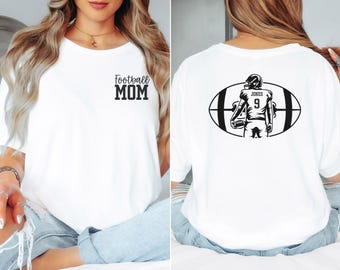 Custom Football Mom Shirt with One Player Name & Number Mom Football Gift for Football Mom Mothers Day Gift Football Mom Shirt Sports Mom