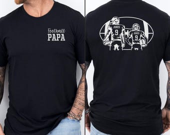 Custom Football Papa Shirt with Two Players Name & Number Papa Football Custom Gift for Football Grandpa Fathers Day Football Grandpa Shirt
