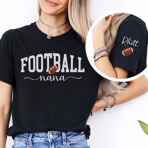 Custom Football Nana Shirt with Player Name Football Grandma Personalized Gift for Nana Game Day Tee Custom Mothers Day Football Shirt