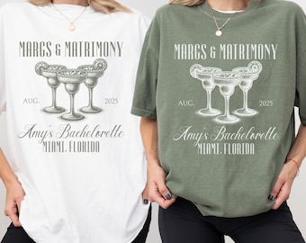 Margs and Matrimony Bachelorette Party Custom Bachelorette Shirt Margs and Matrimony  Bachelorette Merch Margarita Bachelorette Girls Trip