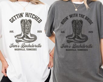 Gettin Hitched Bachelorette Shirts Custom Western Bachelorette Nash Bash Western Bride Western Bachelorette Shirt Custom Bachelorette Tee