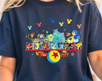 Pixar Fest 2025 Characters T-shirt,Disney Inside Out,Toy Story Tee, Monster Inc,Pixar Pals Playtime Party, Nemo,Cars McQueen,Disneyland Trip