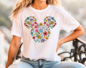 Floral Mickey Head Shirt,Mickey Head Flowers Shirt,Mickey Flowers Tshirt, Mickey Mouse Shirt,Disney Flowers SweatShirt,Disney Vacation Shirt