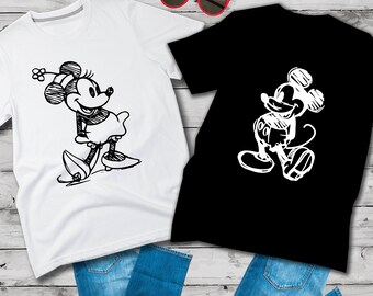 Vintage Mickey Minnie Shirts, Retro Disney Trip Shirt,   Mickey Minnie Couple Shirt, Mickey and Friends Matching Shirt,Disney Trip Shirt