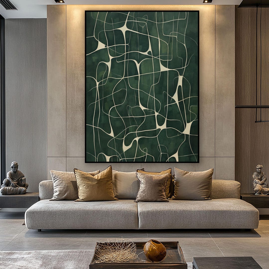 Textured Abstract Oil Painting, Dark Green, Modern Wall Decor - Etsy