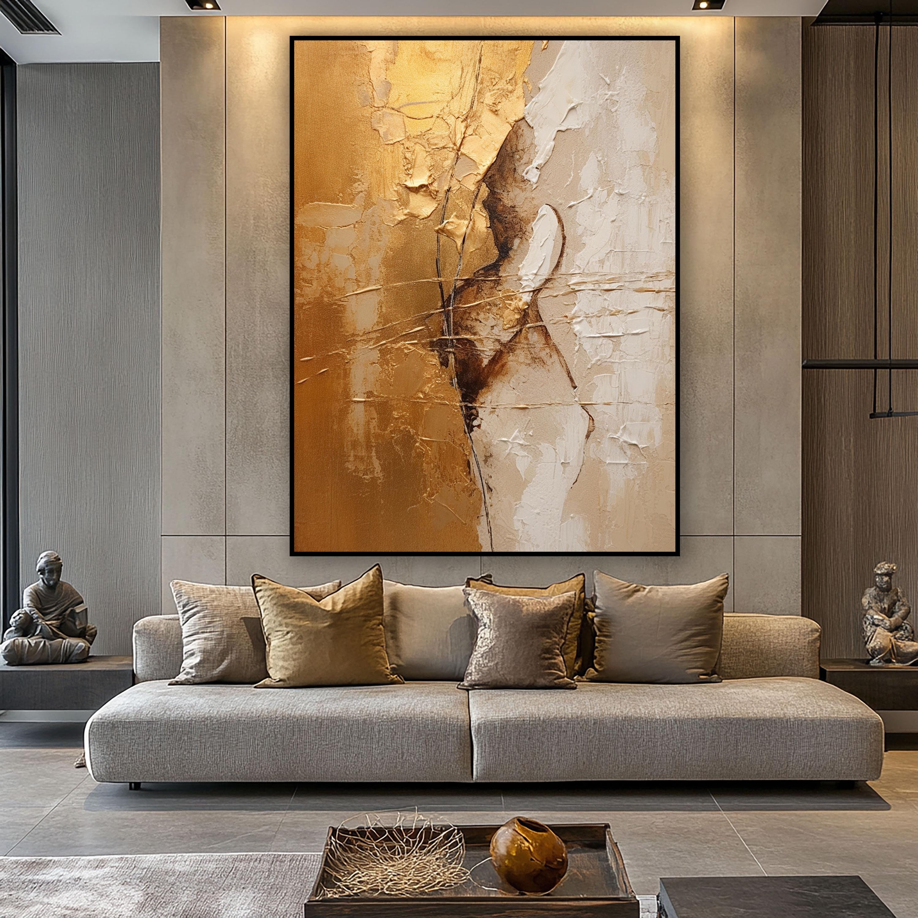 Canvas Abstract Marmer Blauw en Goud