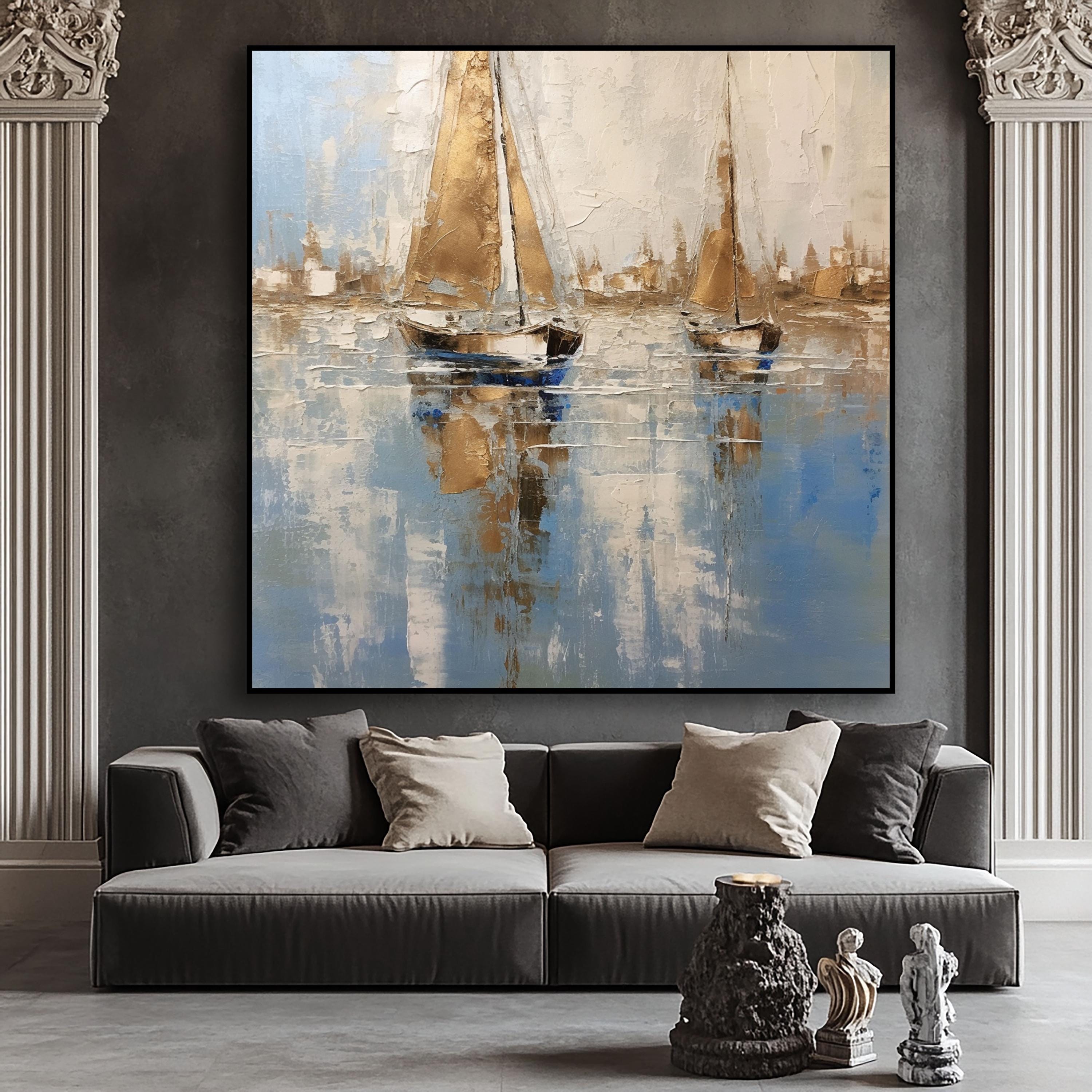 YellowKorner 帆船 アート HMSビクトリー号の絵画：アレクサンダー・シェンデロフによる帆船の