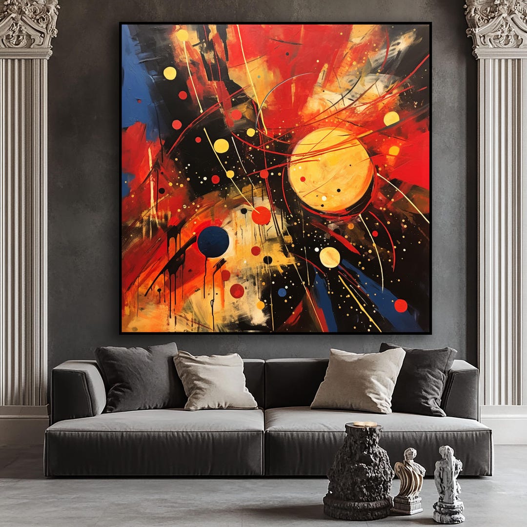 Abstract Oil Painting: Bold Red, Yellow & Blue Textured Canvas Art - Etsy