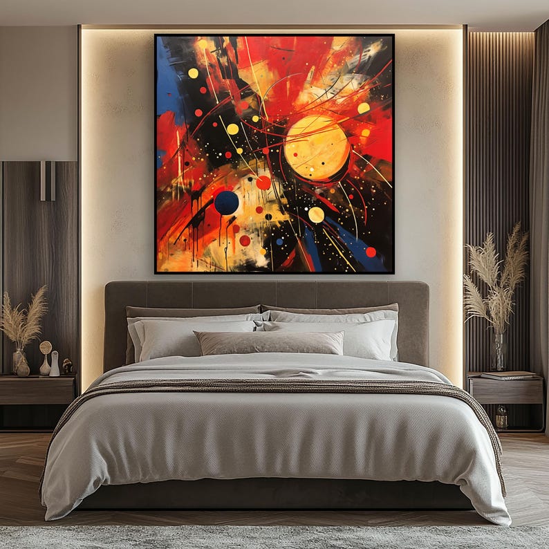 Abstract Oil Painting: Bold Red, Yellow & Blue Textured Canvas Art - Etsy