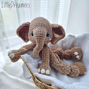 Crochet Elephant Lovey Safari Nursery Stuffed Animal Baby Security Blanket