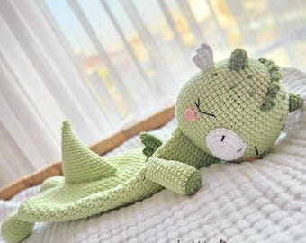 Dragon Lovey au crochet : jouet de réconfort hypoallergénique pour bébé