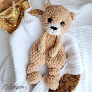 Bear snuggler lovey, Bear baby blanket, Woodland and adventure nursery decor, Baby shower gift, Baby security blanket