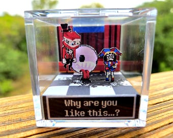 Digital Circus 3D Diorama Cube, Pomni and Caine (2x2x2 Inch)