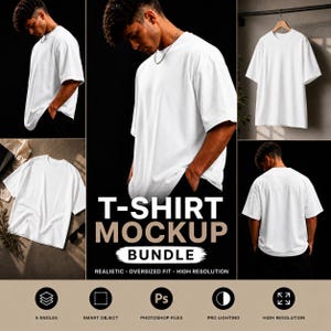 Oversized T-Shirt Mockup Bundle | Realistic Streetwear Front/Back Views (Digital Download)