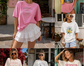 Comfort Colors 1717 Mockup Bundle, Summer Lifestyle T-Shirt PNGs (Digital Download)