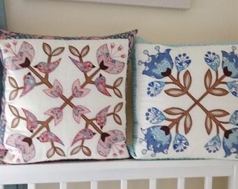 Set of two Isobelle & Olivia appliqué cushion cover sewing patterns