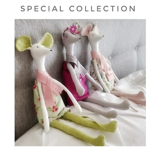 PDF Sewing Pattern Mice.  printable templates 16&quot; tall with dress, bag and scarf