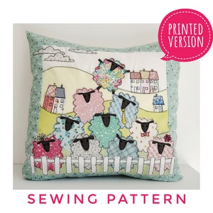 Printed sewing pattern applique cushion cover Counting Sheep character pillow statement soft furnishings Printed instructions.