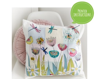 Spring Meadow cushion cover patchwork and applique printed sewing pattern