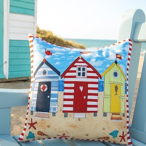 PDF Beach Huts Cushion Cover and Mini Quilt Sewing Intructions with full size templates PDF Instant Download