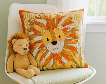 Leo the Lion Cushion Cover Sewing Pattern – Appliqué & Free Motion Embroidery PDF Instructions