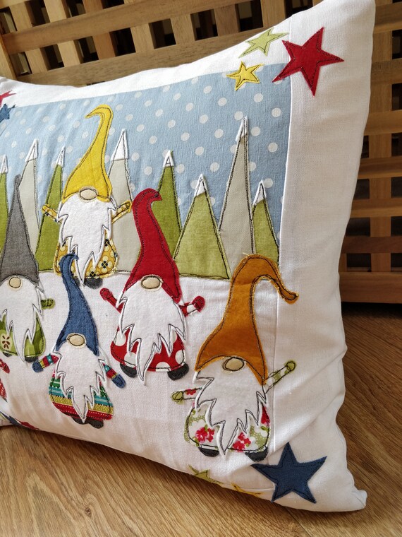Printed Sewing Pattern Christmas Gnomes Applique Cushion Cover Printable Templates 16 Inch Project Soft Furnishings Etsy Canada