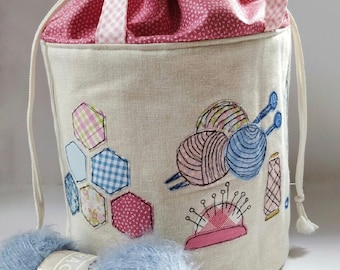 Drawstring sewing & knitting project bag instructions PDF digital